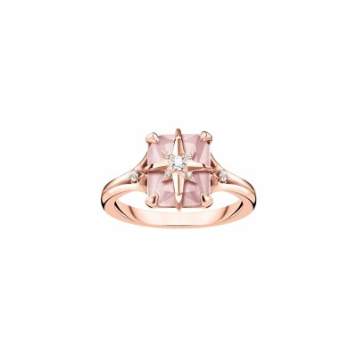 Bague Thomas Sabo en argent plaqué or rose, oxyde de zirconium et quartz rose