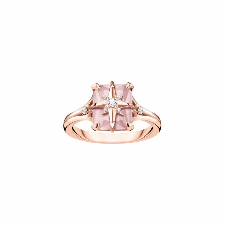 Bague Thomas Sabo en argent plaqué or rose, oxyde de zirconium et quartz rose