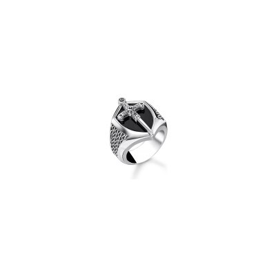 Bague Thomas Sabo en argent, onyx et oxyde de zirconium