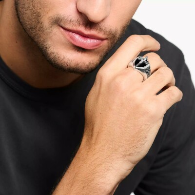 Bague Thomas Sabo en argent, onyx et oxyde de zirconium