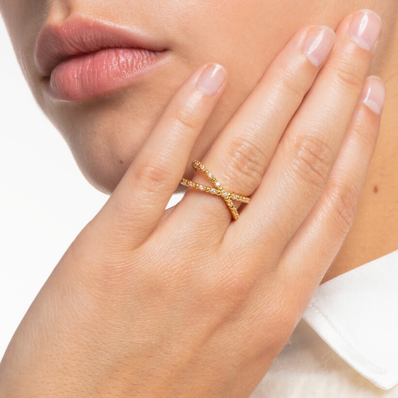 Bague Thomas Sabo Perles en argent plaqué or jaune et oxydes de zirconium