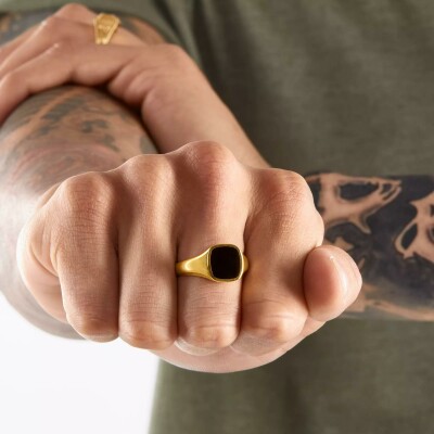 Bague Thomas Sabo en argent, plaqué or et onyx