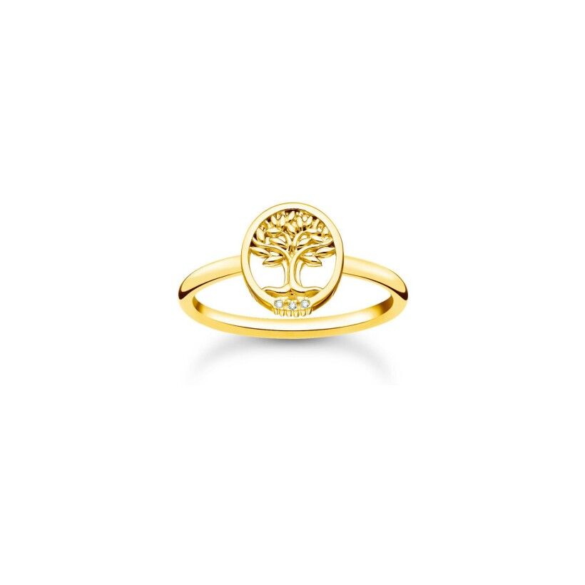 Bague Thomas Sabo Tree of love en argent plaqué or jaune et oxydes de zirconium