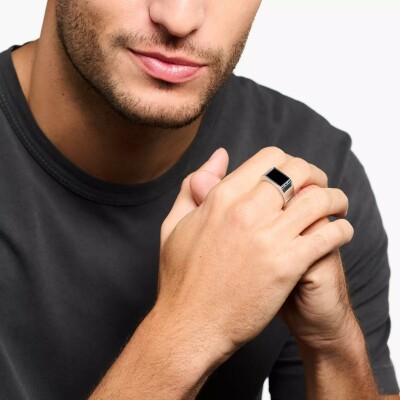 Bague Thomas Sabo en argent, oxyde de zirconium et onyx