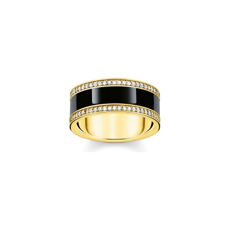 Bague Thomas Sabo Glam & Soul en argent plaqué or jaune, email et oxydes de zirconium, taille 58