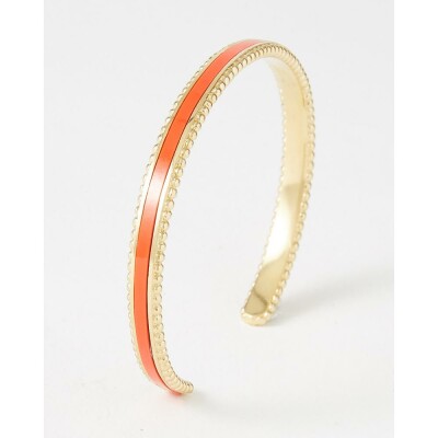 Bracelet jonc FlowersforZoé TUESDAY en acier doré et cuir