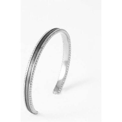 Bracelet jonc FlowersforZoé TUESDAY en acier et cuir