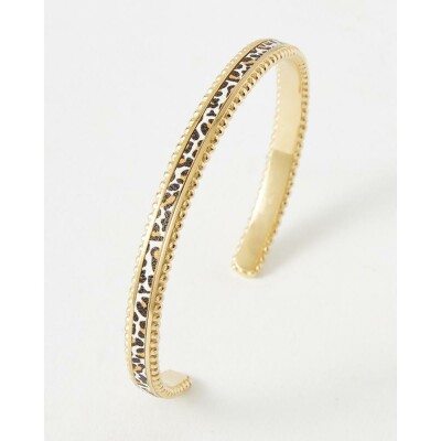Bracelet jonc FlowersforZoé TUESDAY en acier doré et cuir
