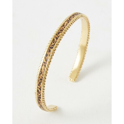 Bracelet jonc FlowersforZoé TUESDAY en acier doré et cuir