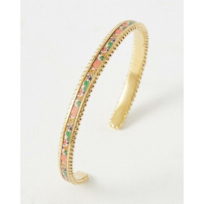 Bracelet jonc FlowersforZoé TUESDAY en acier doré et cuir