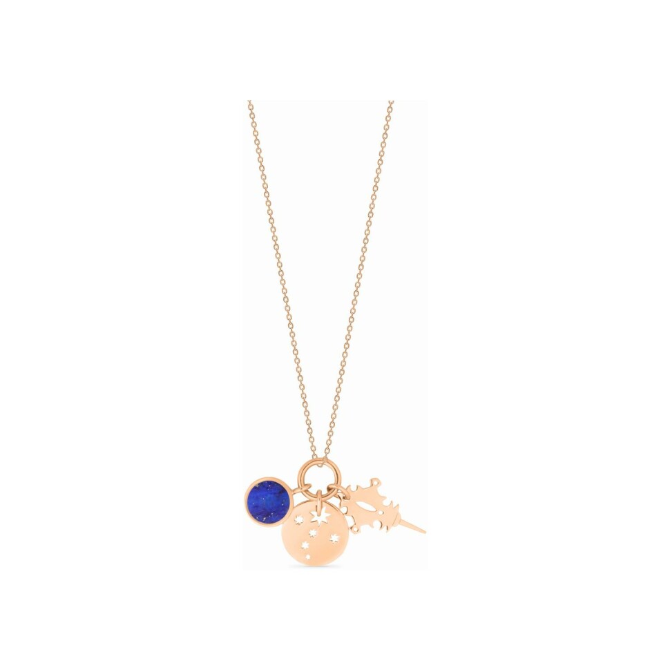 Collier GINETTE NY TWENTY en or rose et lapis lazuli