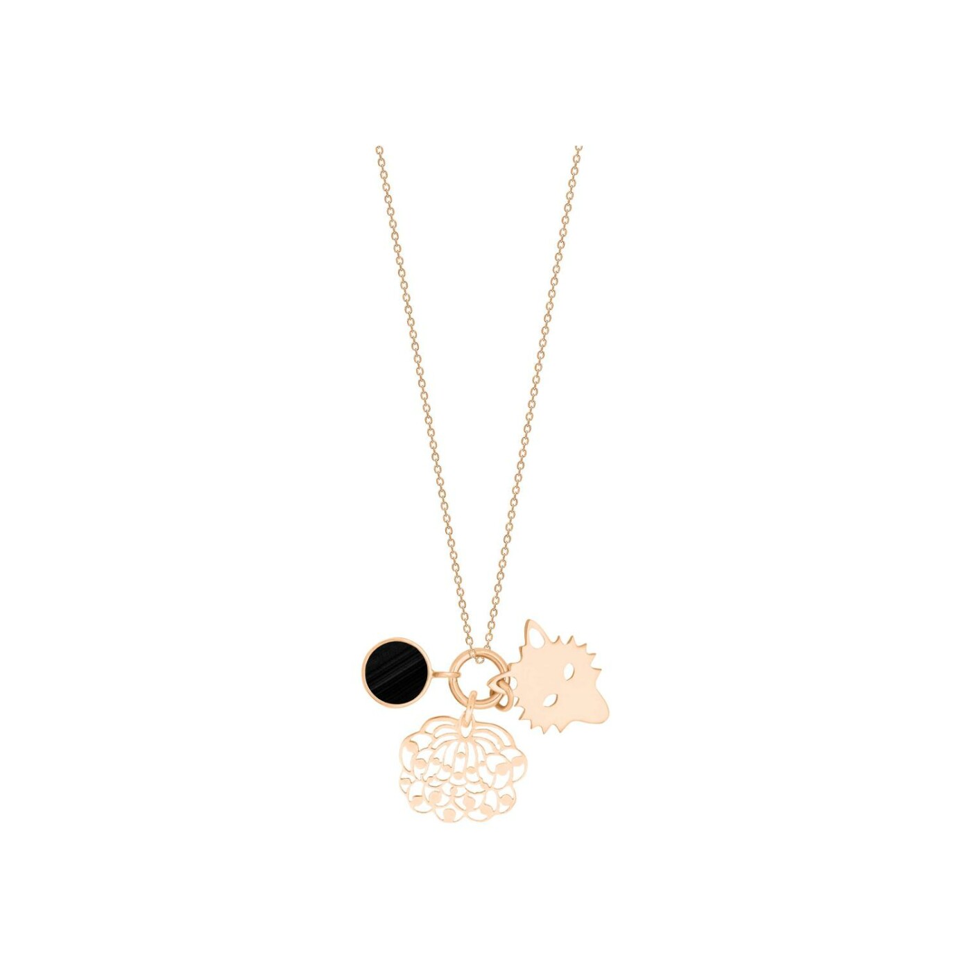 Collier GINETTE NY TWENTY en or rose et onyx