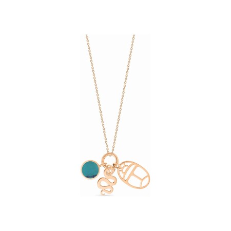 Collier GINETTE NY TWENTY en or rose et turquoise