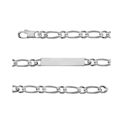 Bracelet identité figaro 1+1 hawai 6mm argent 18cm - vieil argent