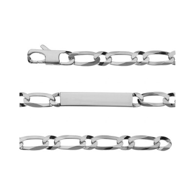 Bracelet identité figaro 1+1 hawai 7mm argent 20cm
