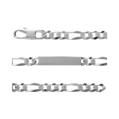 Bracelet identité figaro 1+3 hawai 8mm argent 21cm