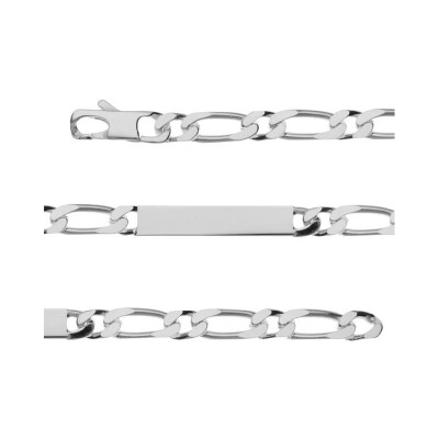 Bracelet identité 1+1 prestige 7mm argent 20cm - vieil argent