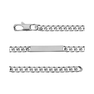 Bracelet identité gourmette prestige 6mm argent 18cm - vieil argent