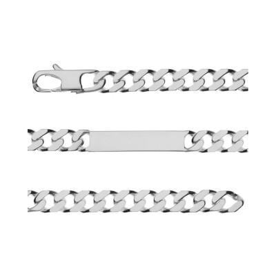 Bracelet identité gourmette prestige 8mm argent 21cm - vieil argent