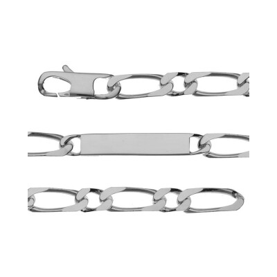 Bracelet identité 1+1 prestige 8mm argent 21cm - vieil argent