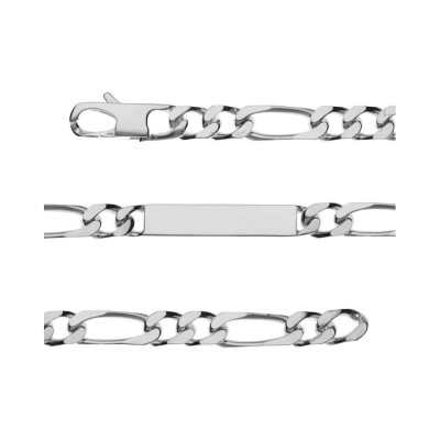 Bracelet identité 1+2 prestige 8mm argent 21cm - vieil argent