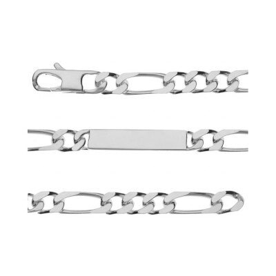 Bracelet identité 1+3 prestige 8mm argent 21cm - vieil argent