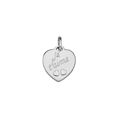 Pendentif coeur "je t'aime" argent rhodié