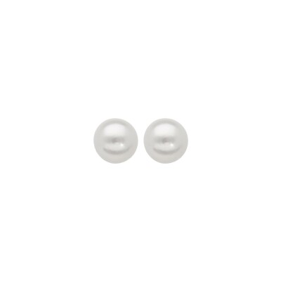 Boucles d'oreilles tige argent rhodié perle de culture d'eau douce 8mm blanc