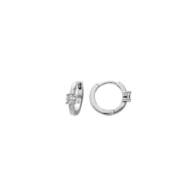 Créoles argent rhodié 13mm oxyde blanc serti
