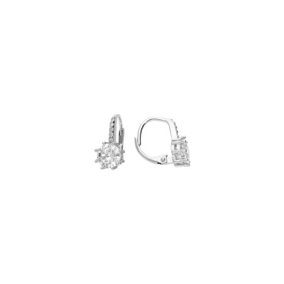 Boucles d'oreilles dormeuse argent rhodié oxydes blancs sertis 7mm