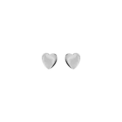 Boucles d'oreilles tige argent rhodié coeur