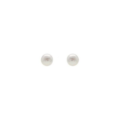 Boucles d'oreilles tige argent rhodié perle de culture d'eau douce bouton blanc 4,5mm