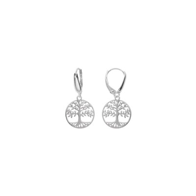 Boucles d'oreilles dormeuse argent rhodié arbre de vie 15mm