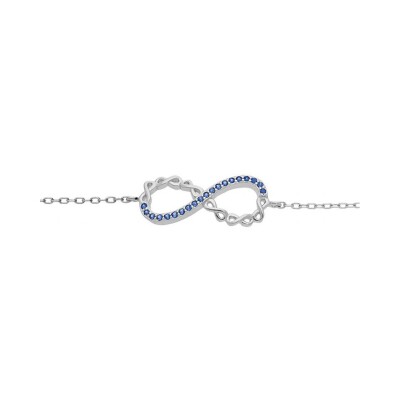 Bracelet argent rhodié infini avec oxydes bleus 16+3cm