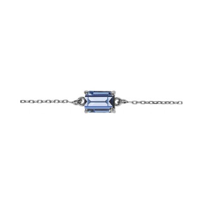 Bracelet argent rhodié pendentif rectangulaire oxyde bleu ciel 16+3cm