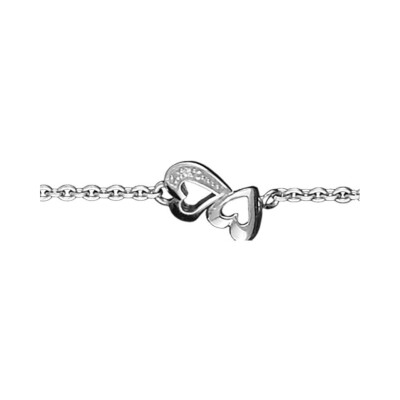Bracelet argent rhodié coeurs découpés 16+3cm