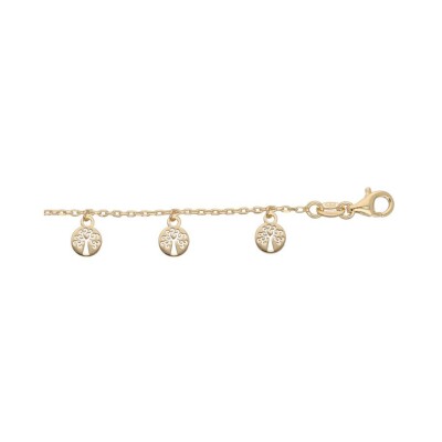 Bracelet argent et dorure jaune pampilles arbre de vie 16+2,5cm