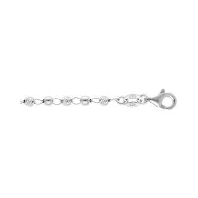 Bracelet argent rhodié boules lisses et 16+3cm
