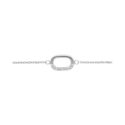 Bracelet argent rhodié oxydes blancs sertis 15+3cm