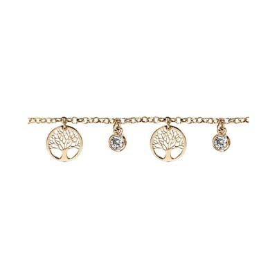 Bracelet argent et dorure jaune 3 pampilles rondelles arbre de vie et 2 oxydes blancs sertis clos 16+3cm