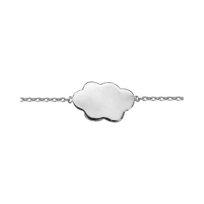 Bracelet argent rhodié nuage plein miroir 15+3cm