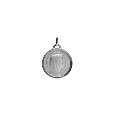Médaille ronde avec Vierge 18mm argent rhodié