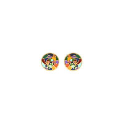 Boucles d'oreilles tige acier doré stella mia ronde 15mm résine multi couleur