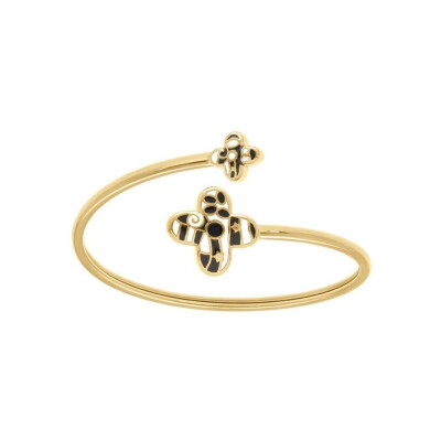 Bracelet acier doré Stella Mia jonc flexible résine blanche et noire
