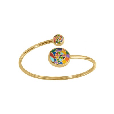Bracelet acier doré Stella Mia jonc flexible 16mm et 8mm résine multi couleur