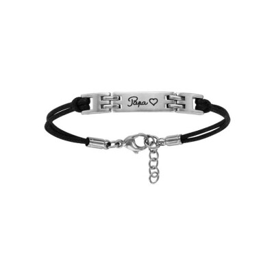 Bracelet Bracelet identité acier double cordon noir 18+2cm grave 