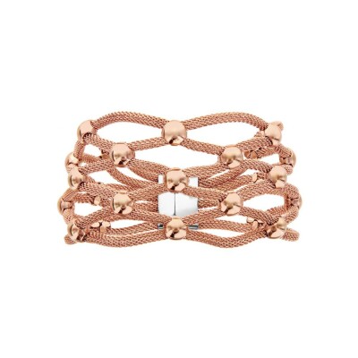 Bracelet acier croise maille tube pvd rose 18cm