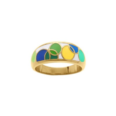 Bague acier doré Stella Mia 9mm résine bleu et vert