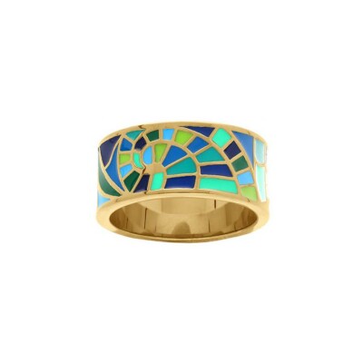 Bague acier doré Stella Mia 10mm résine bleu et vert