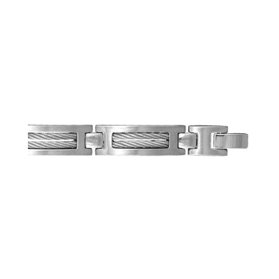 Bracelet acier 2 câbles 21cm réglable